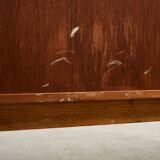 Rosewood and Teak Low Sideboard with Sliding Doors, 1960s