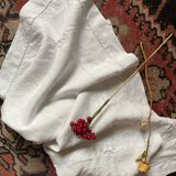 Monogrammed linen thread pillowcase with embroidery