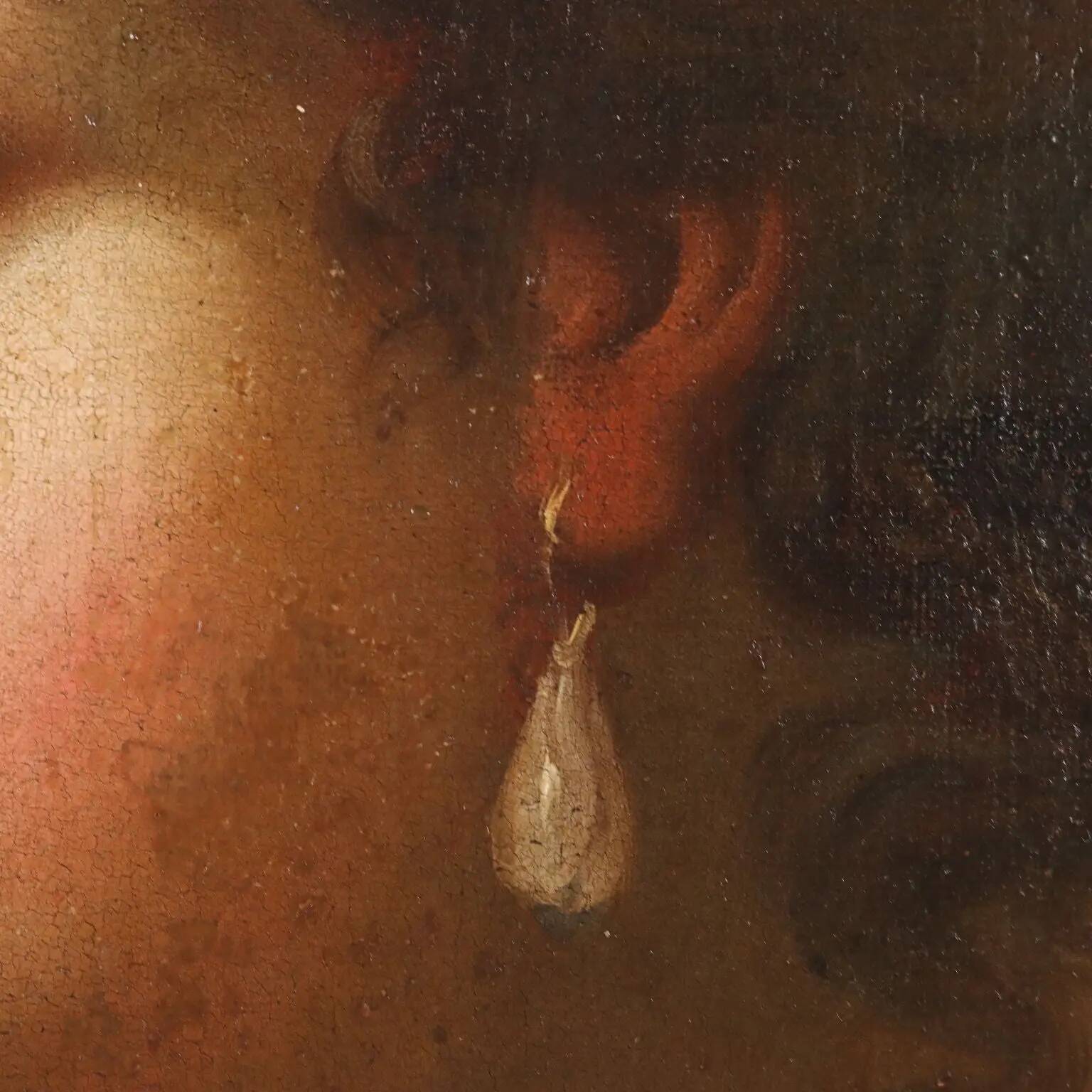 Ancient painting on a historical subject, oil on canvas from the 17th-18th century.