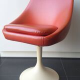 Chaise baquet vintage orange (plastique + cuir)
