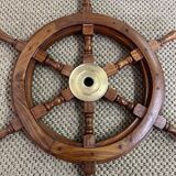 Rudder bar wheel boat in wood and brass "Comptoir des Indes" shelf