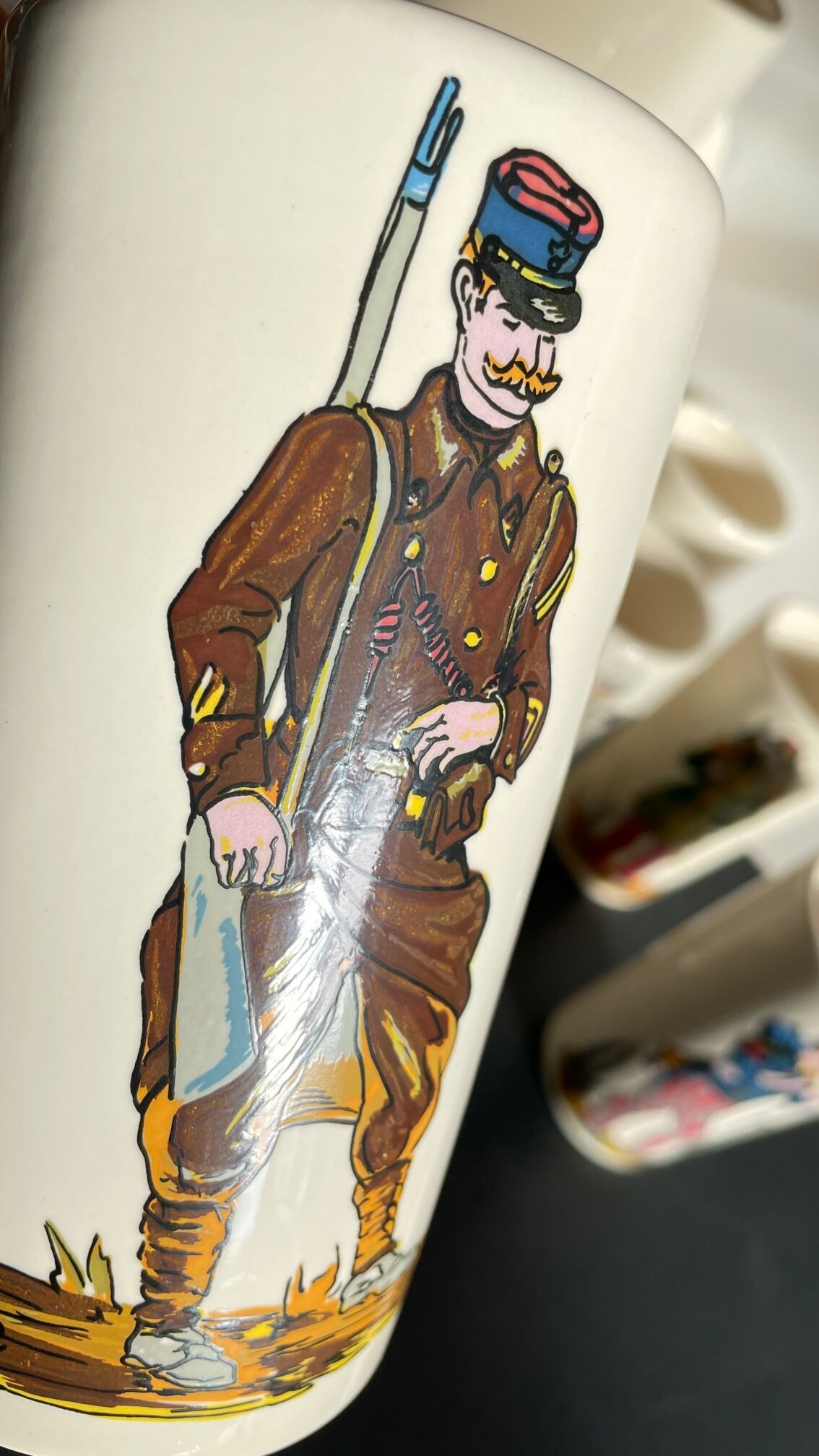 Orangeade service to vintage ceramic soldiers