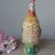 Vintage ceramic jug rooster – soft yellow and blue colours, vintage.