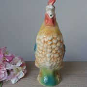Vintage ceramic jug rooster – soft yellow and blue colours, vintage.