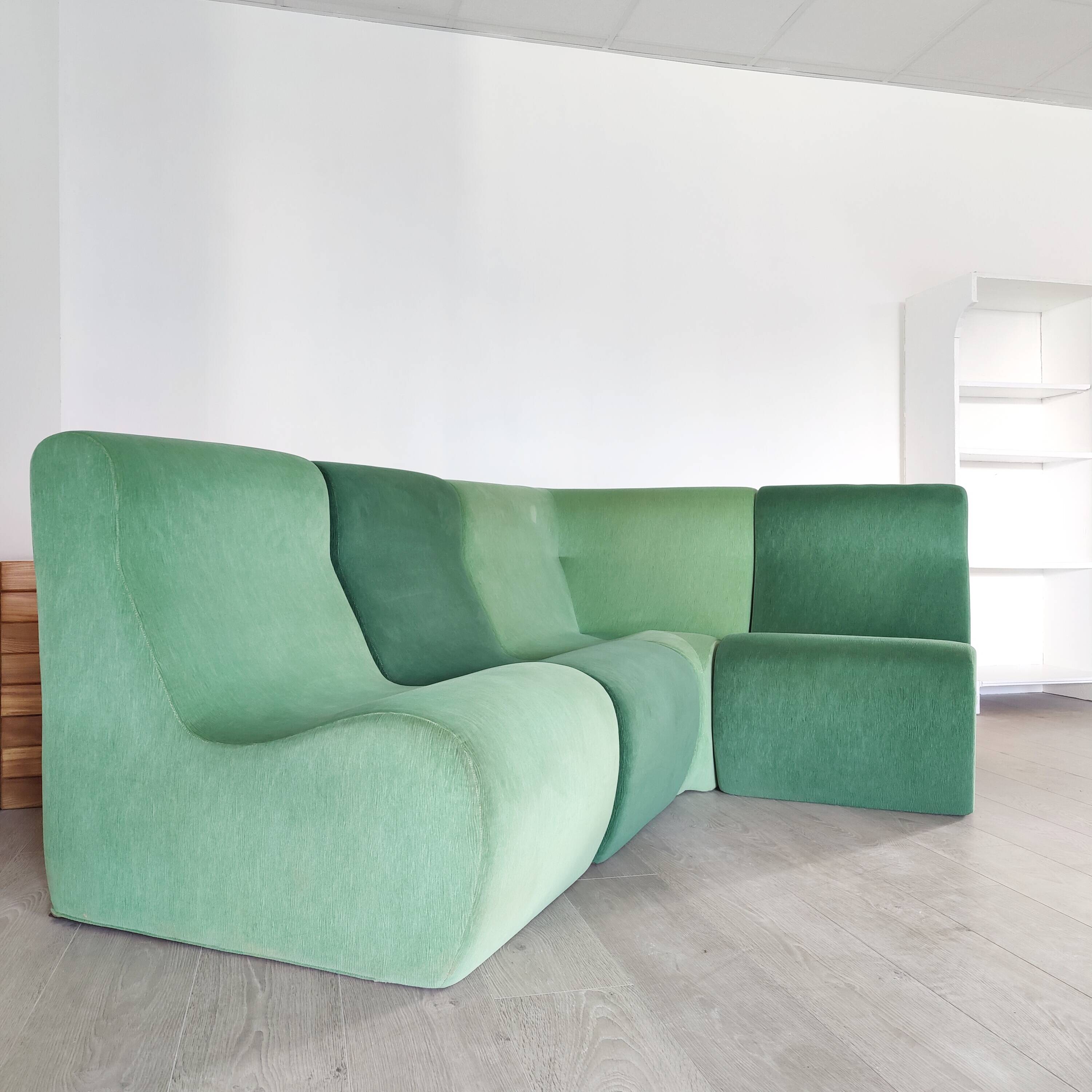 Modular green corner sofa 1970s