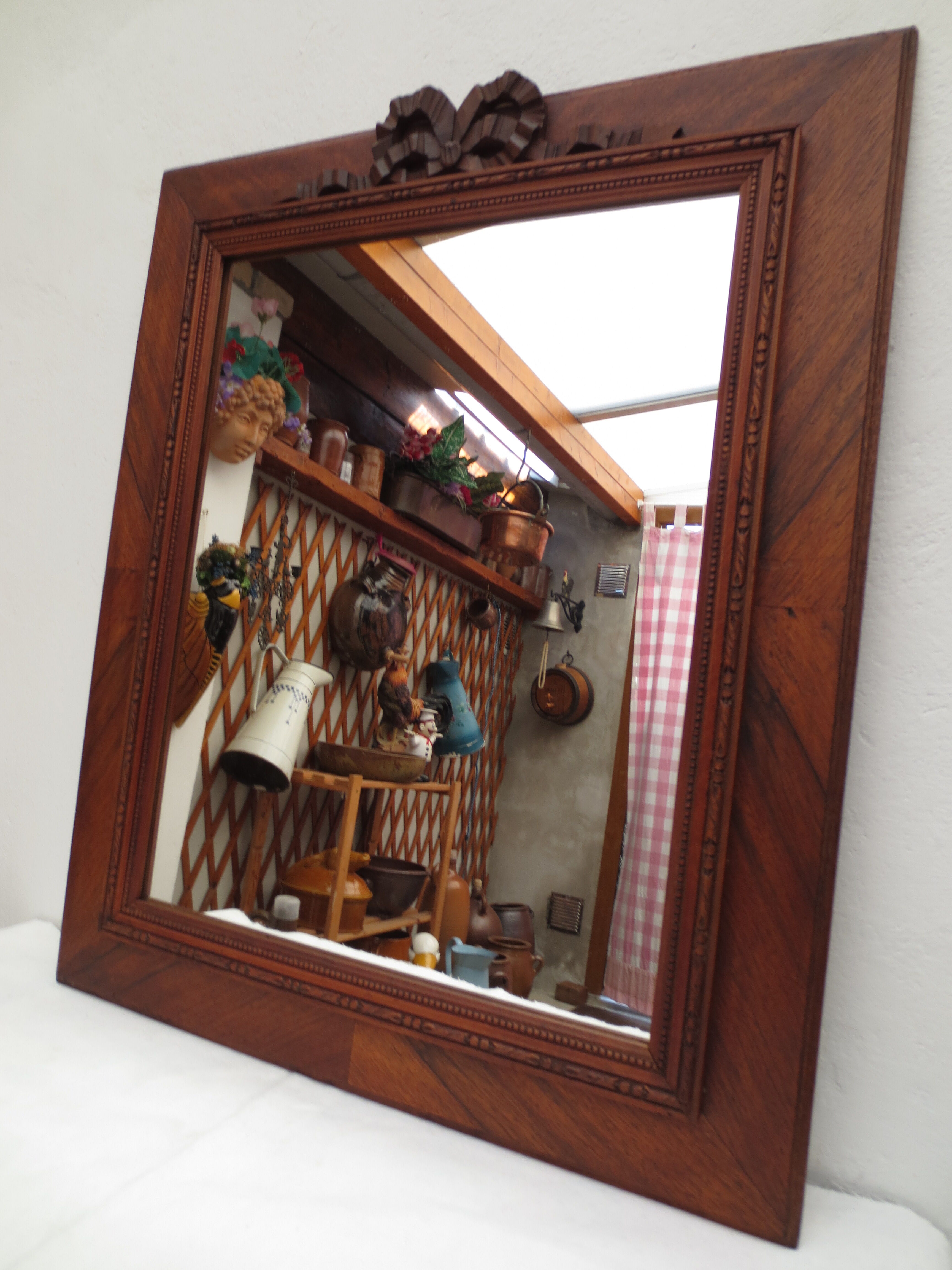 Rectangular antique mirror, wooden frame 37x55cm