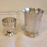 Silver-plated egg cup and tumbler set