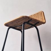Low model stool of wicker and metal by Rohé Noordwolde, The Netherlands 1960's