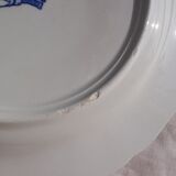 2 flat plates in Gien earthenware model rooster and peonies year 1940