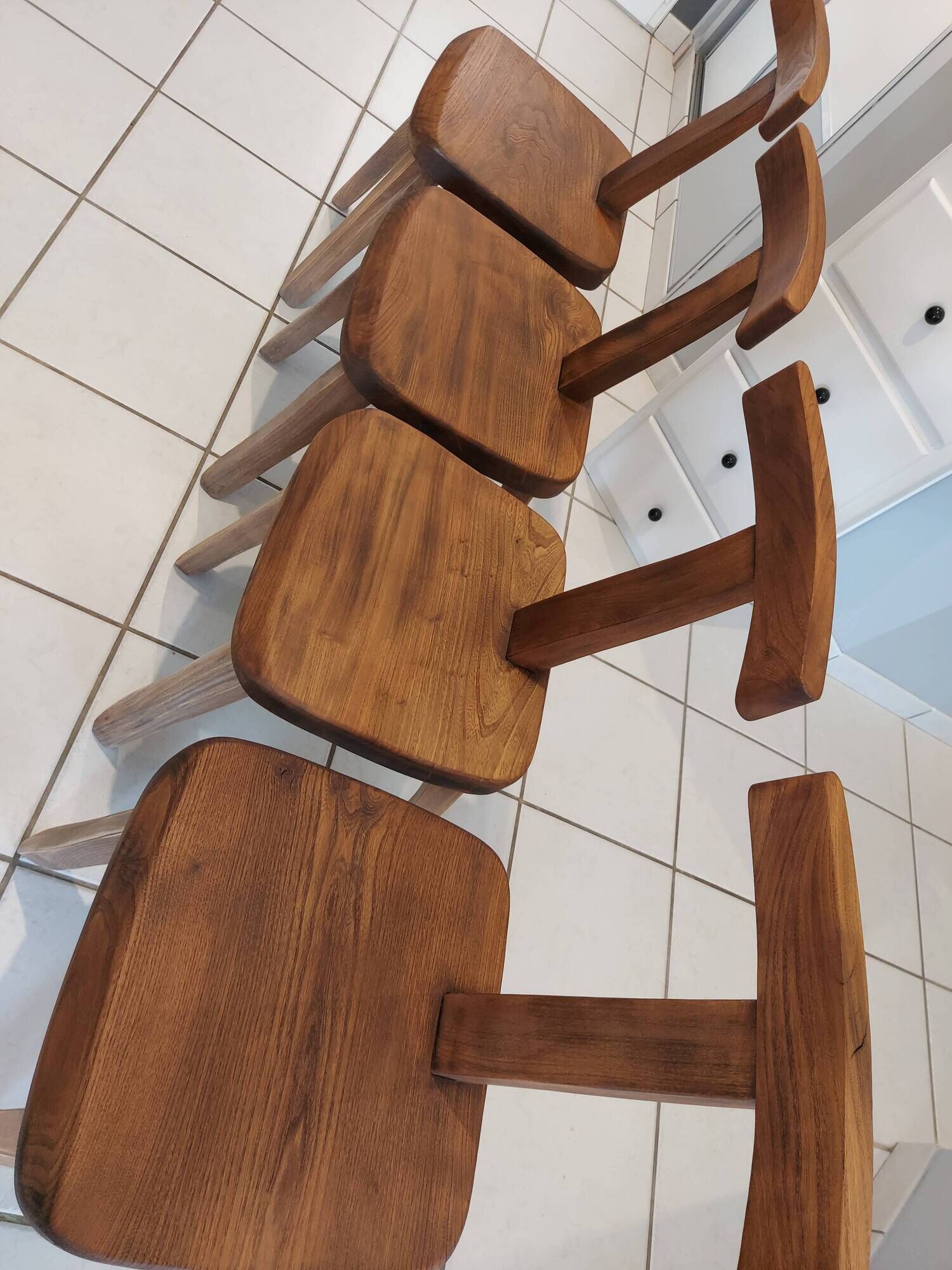 Suite of 4 rustic chairs from the 70/80's