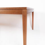 Table basse en teck avec carreaux rouges de design danois, années 1960