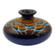 Vase galet en céramique émaillée polychrome vintage
