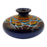 Vintage polychrome glazed ceramic pebble vase