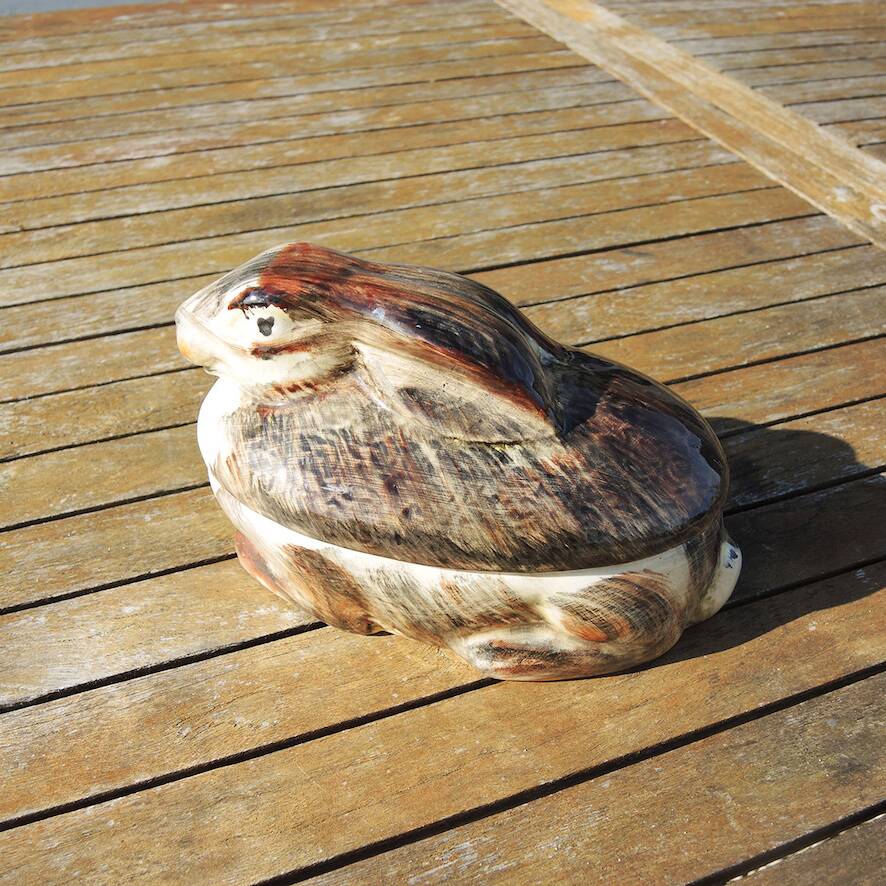 Old Zoomorphic Ceramic Terrine M Caugant: Rabbit