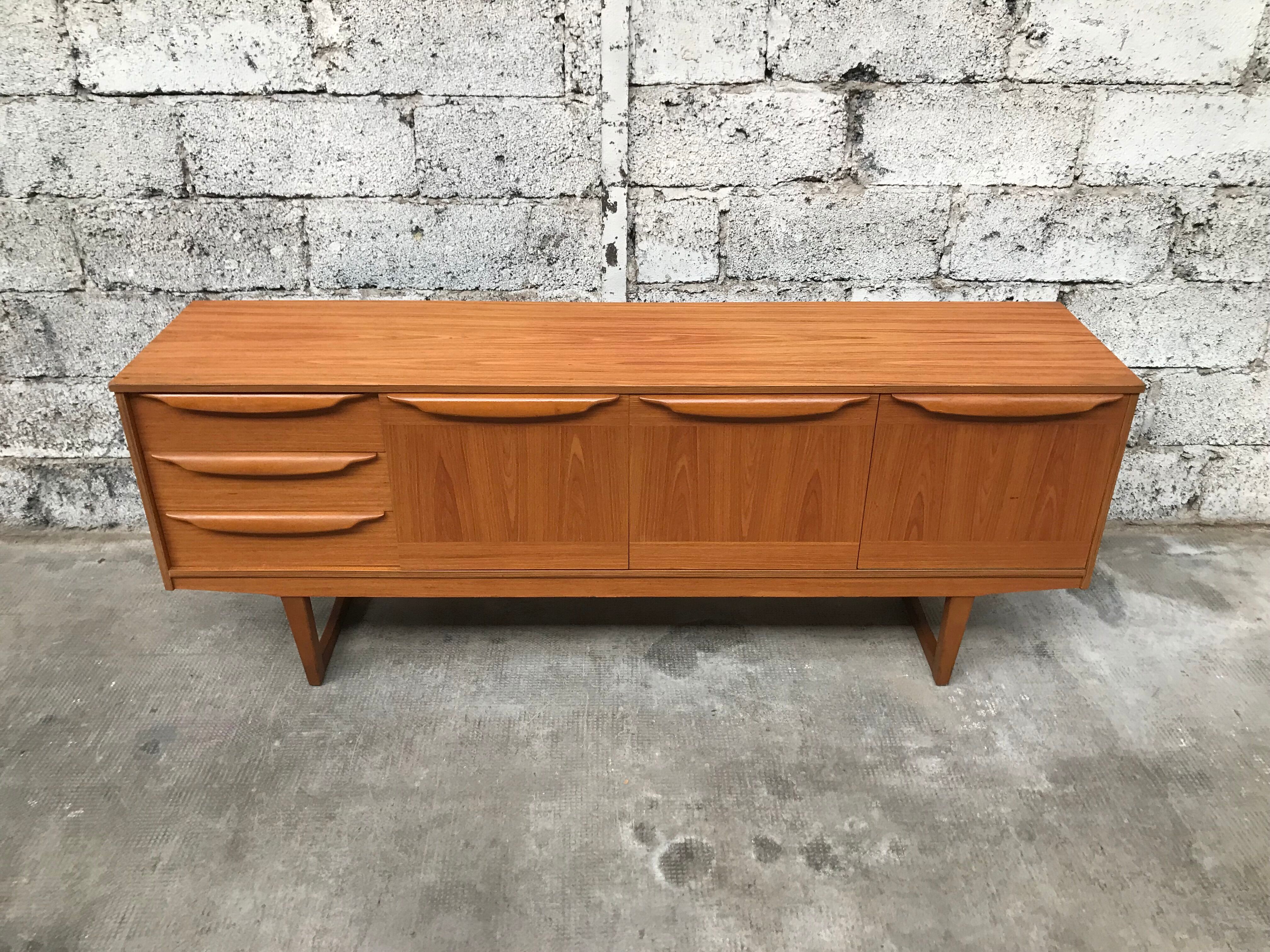 Small Scandinavian sideboard 1950-60 vintage design teak