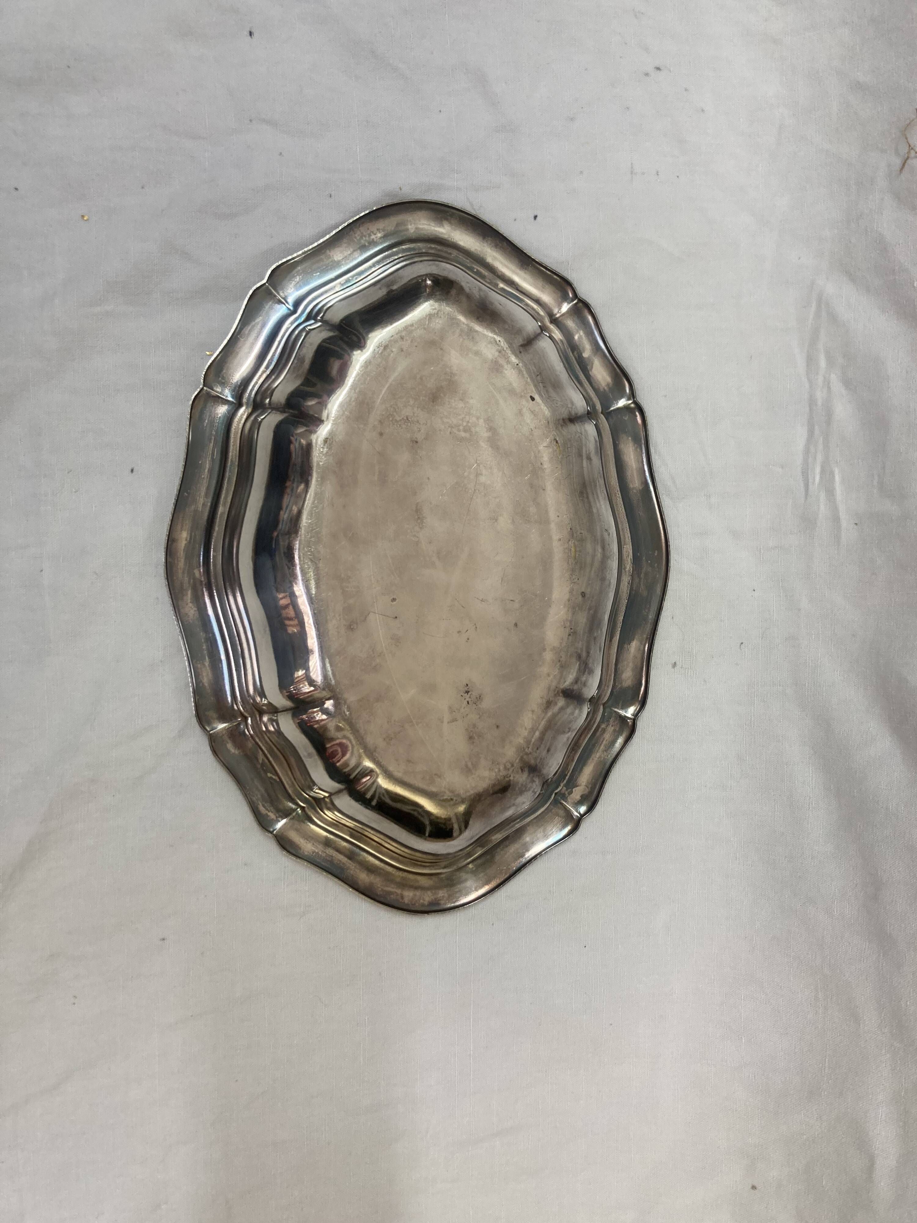 silver serving dish, 1970
