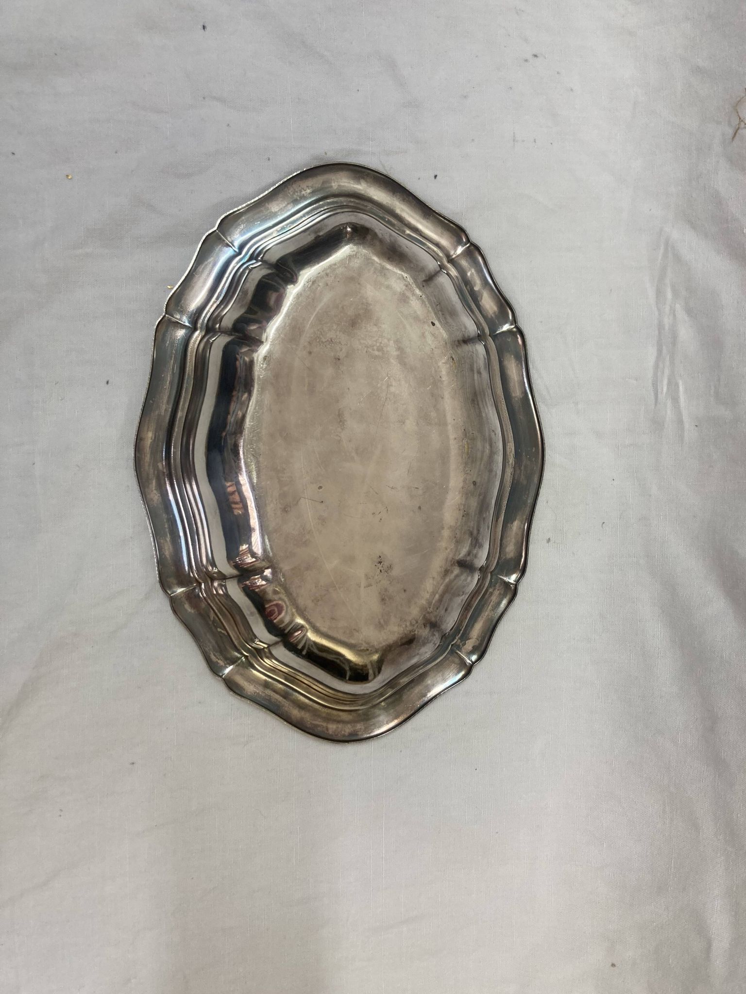 silver serving dish, 1970