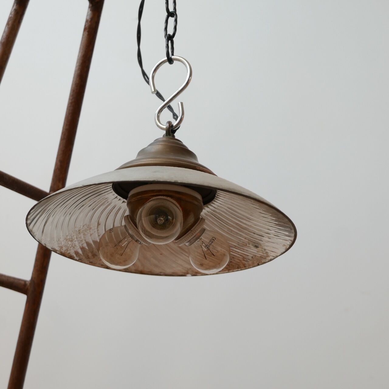 Antique mercury glass french mirrored pendant light