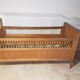 Children's bed made of wood and yellow scoubidou, 1950s.
