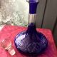 Carafe a decanter in blue and transparent bohemian glass