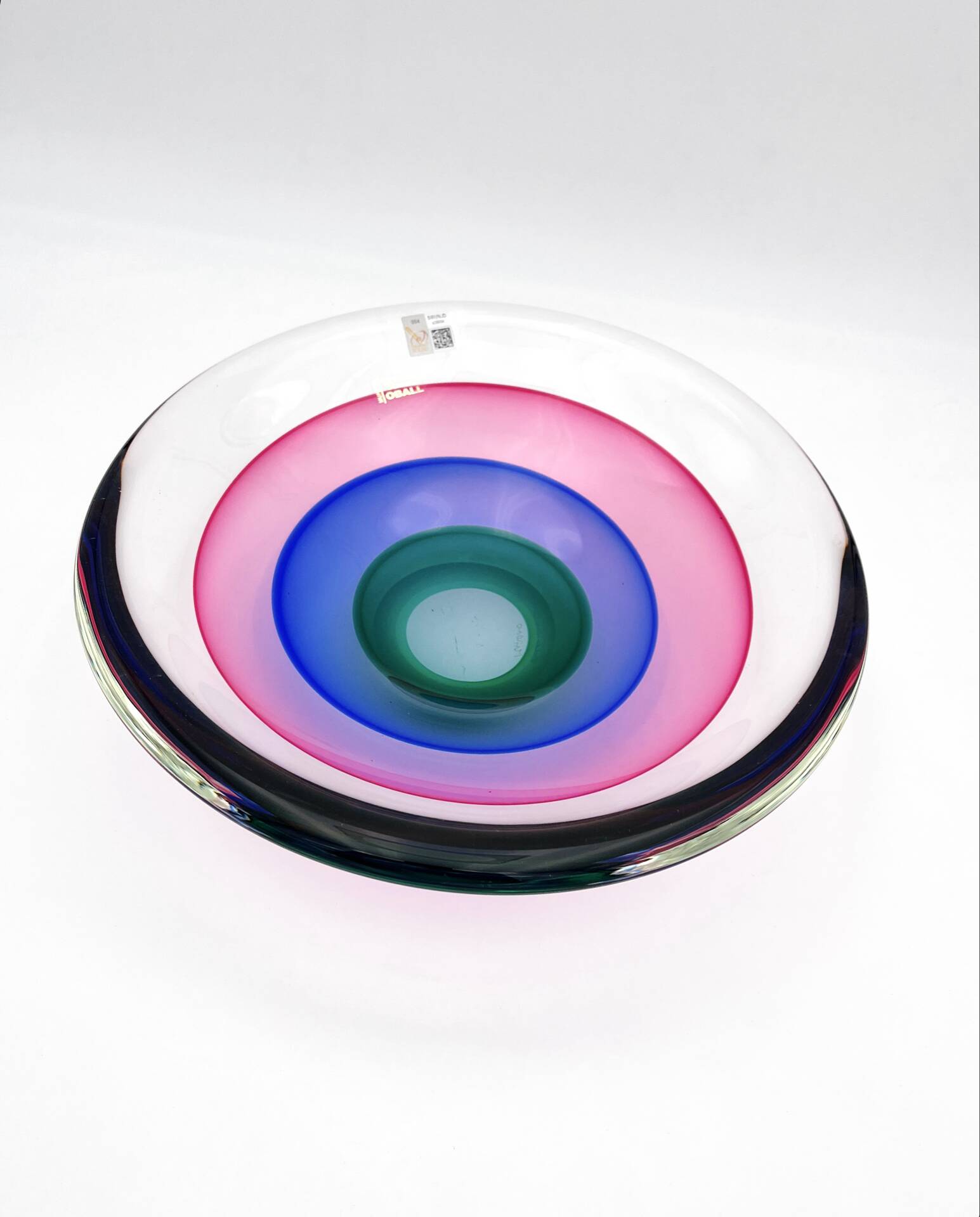 Large Coupe Michele Onesto Oball Sommerso Polychrome 32cm 5.4kg Signed