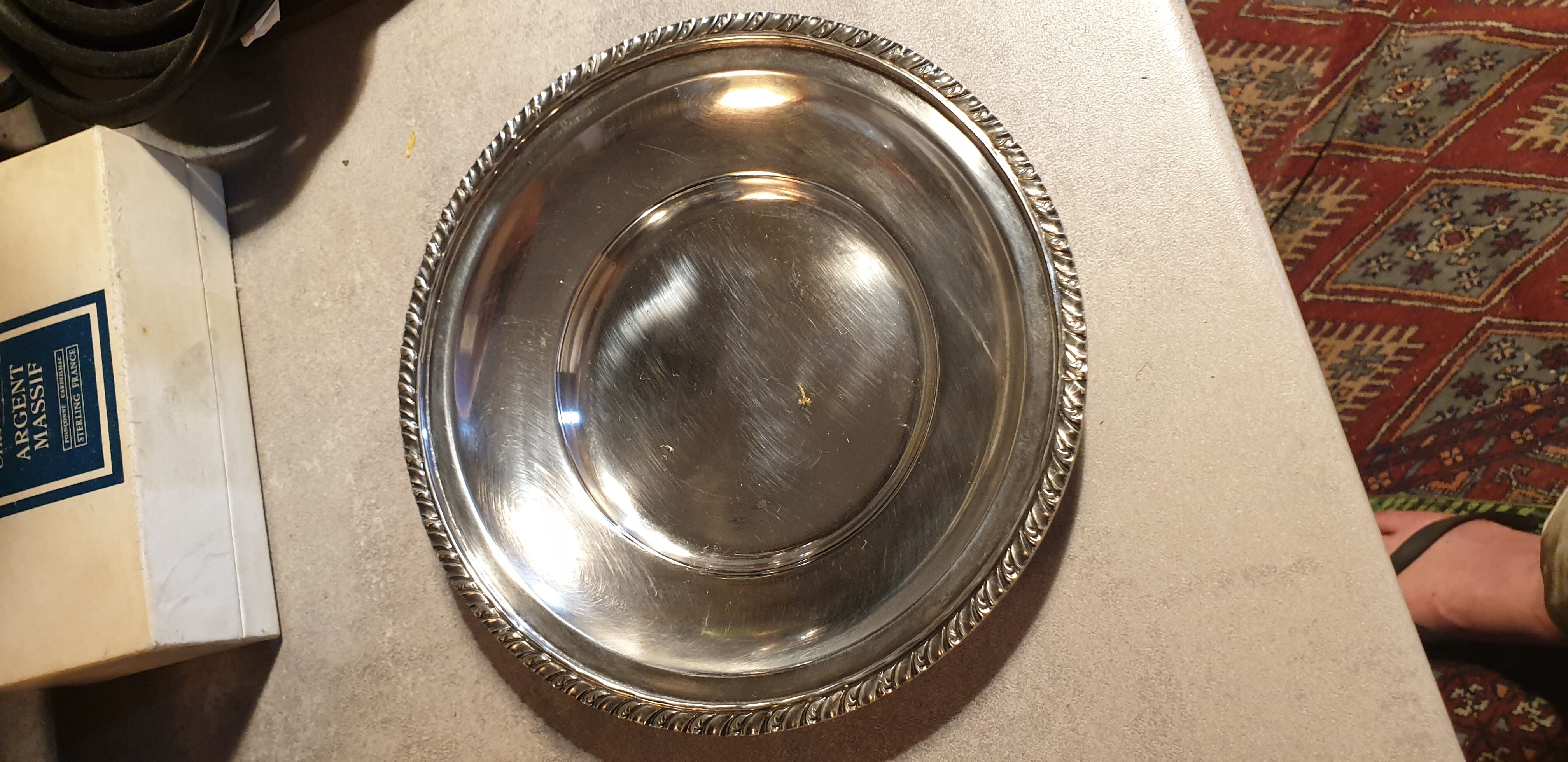 Silver metal serving plate lancel paris