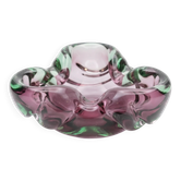 Vide-poche, cendrier vintage en verre rose et vert, forme organique, Murano