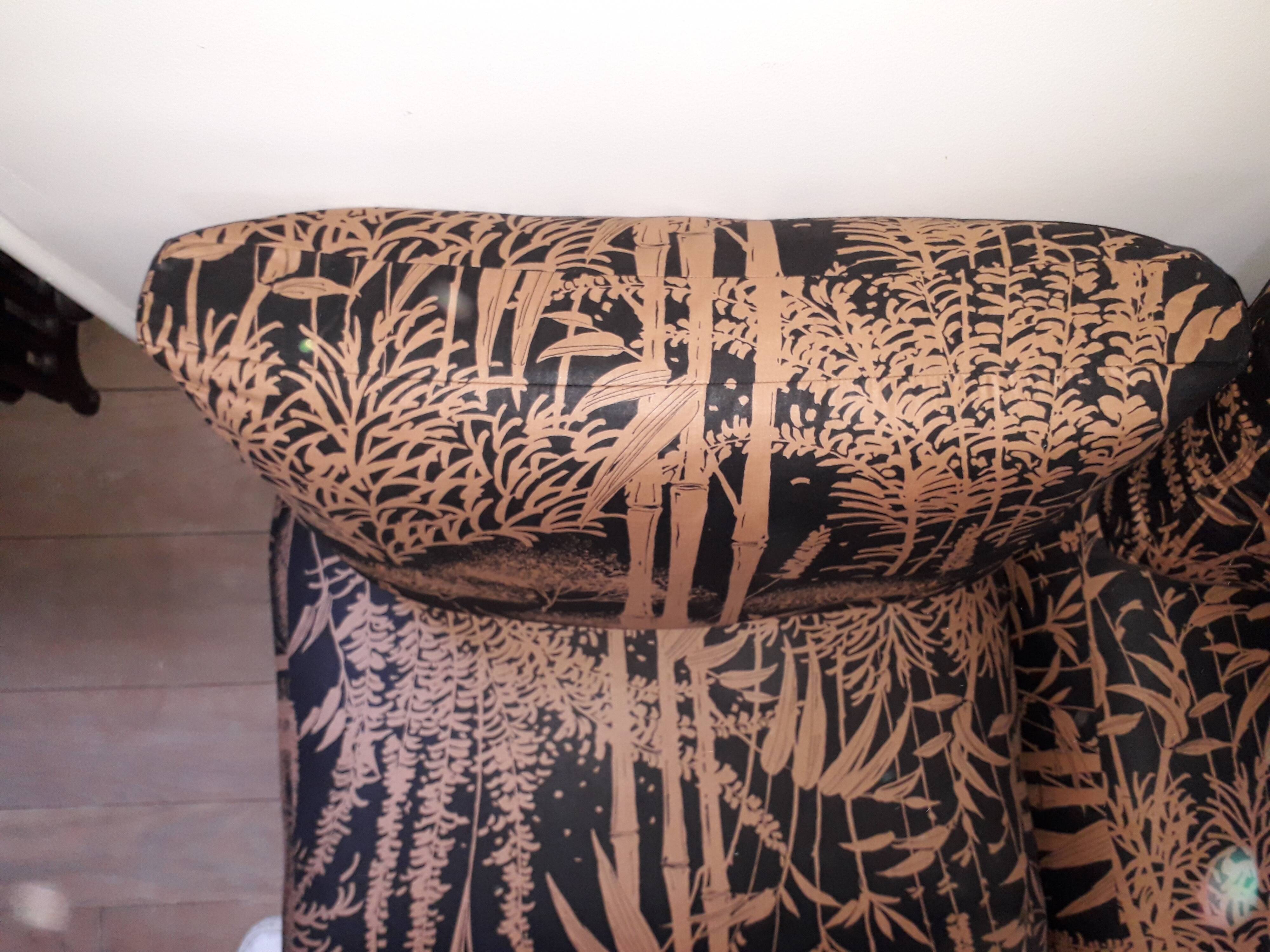 2 armchairs bamboo fabric