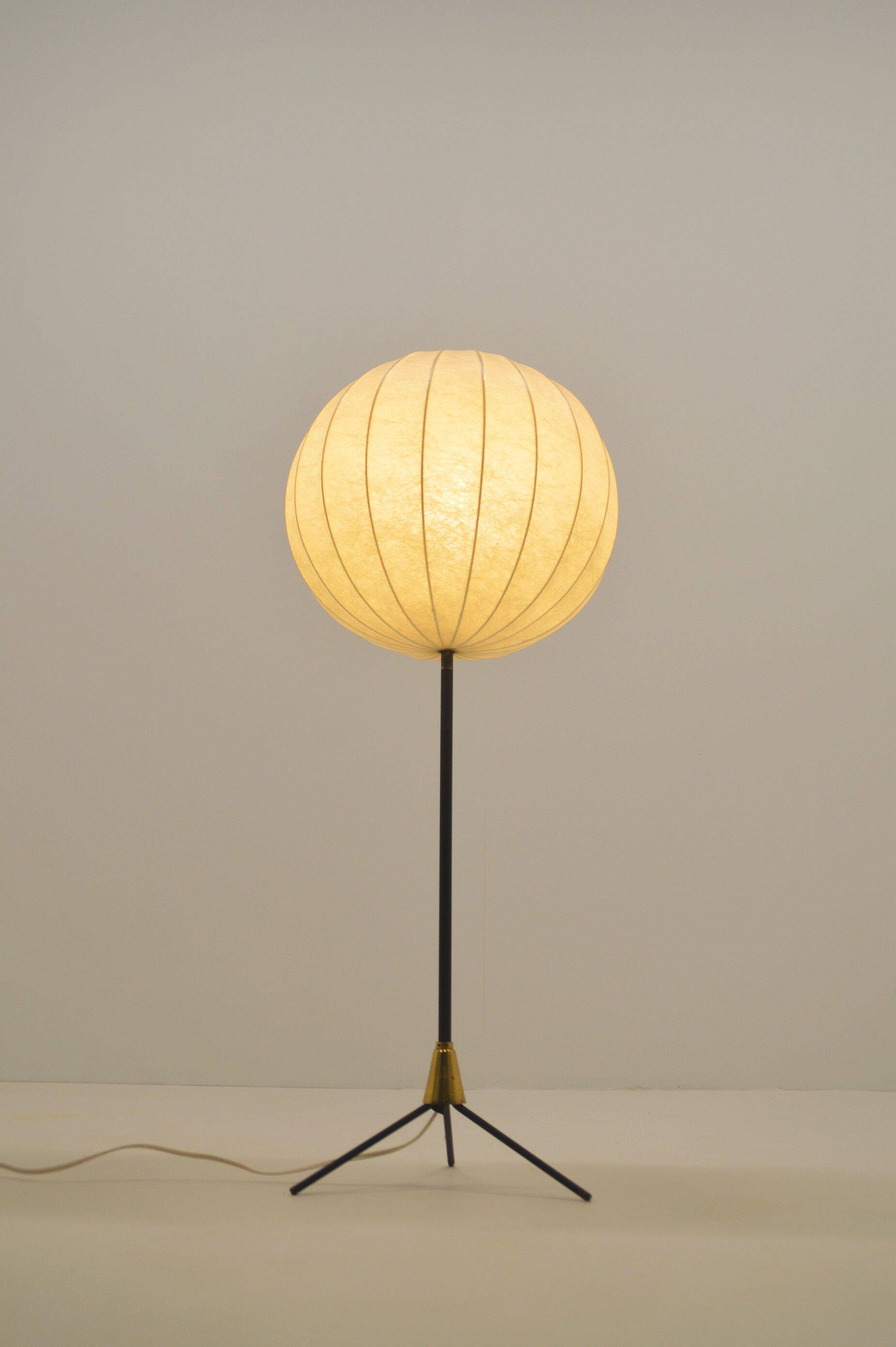 Lampadaire vintage en cocon avec accent en laiton, années 1960