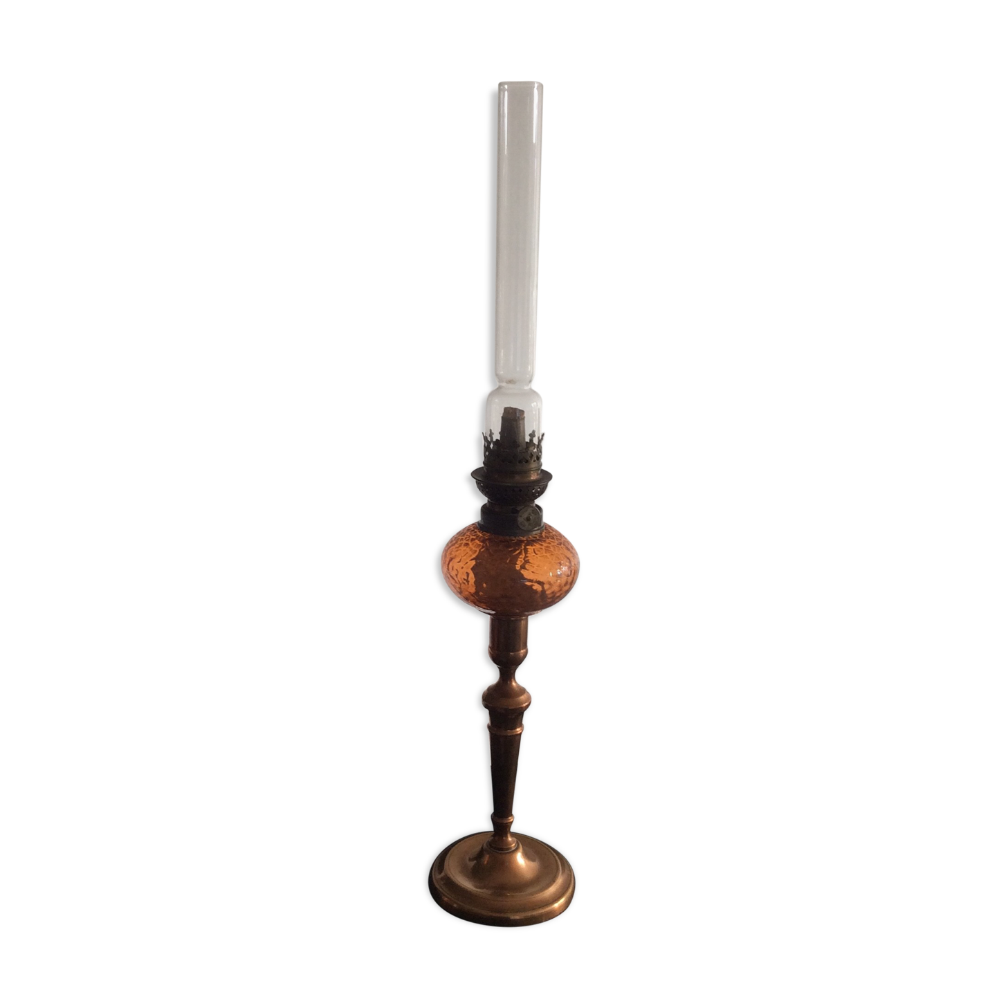 Kerosene lamp United France Paris in copper and glass