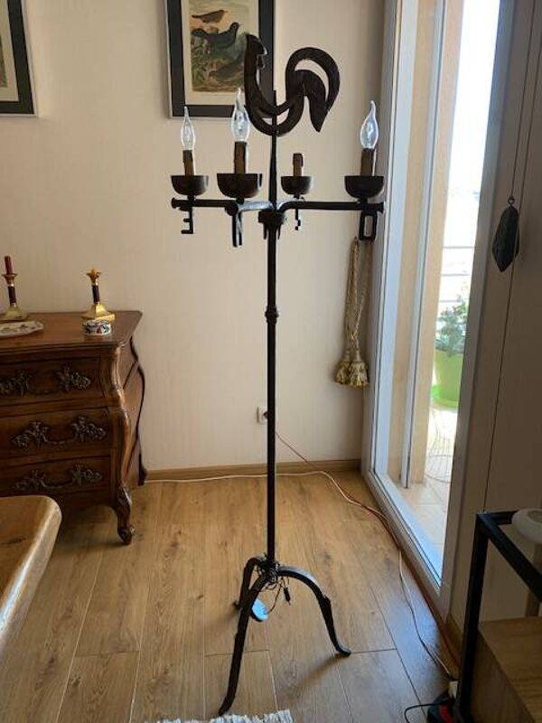 Lampadaire girouette en fer forgé Jean Touret