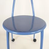 Postmodern memphis style blue enamel pointed chair