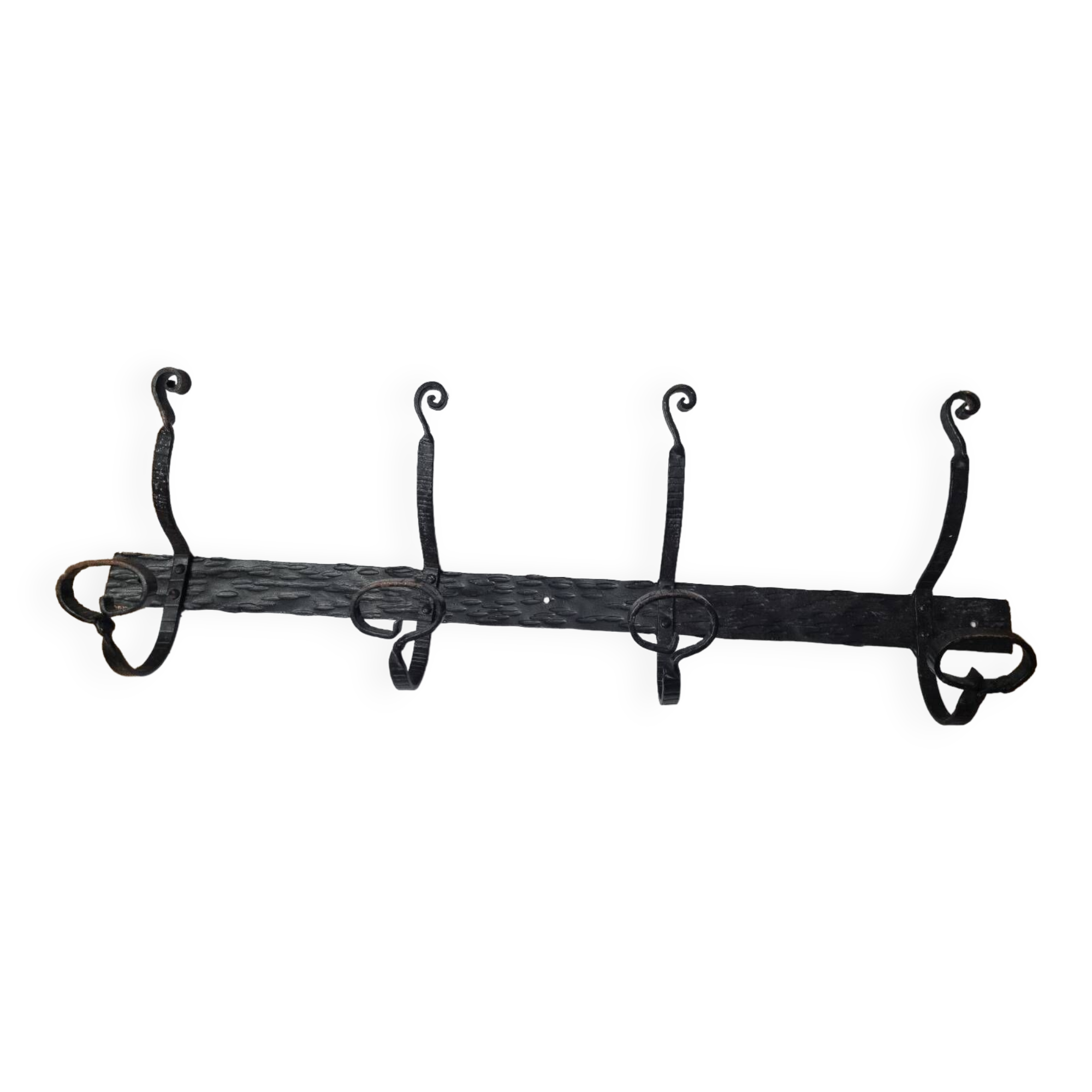 Coat rack with 4 iron coat hooks