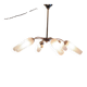 Chandelier with 6 lights in gold-plated metal and glass tulip - mid 20th century.