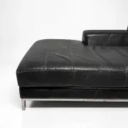 IKEA Kramfors black leather chaise longue