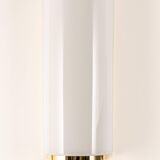 Pair of large opaline glass wall lights in brass designed by Limburg, Germany.