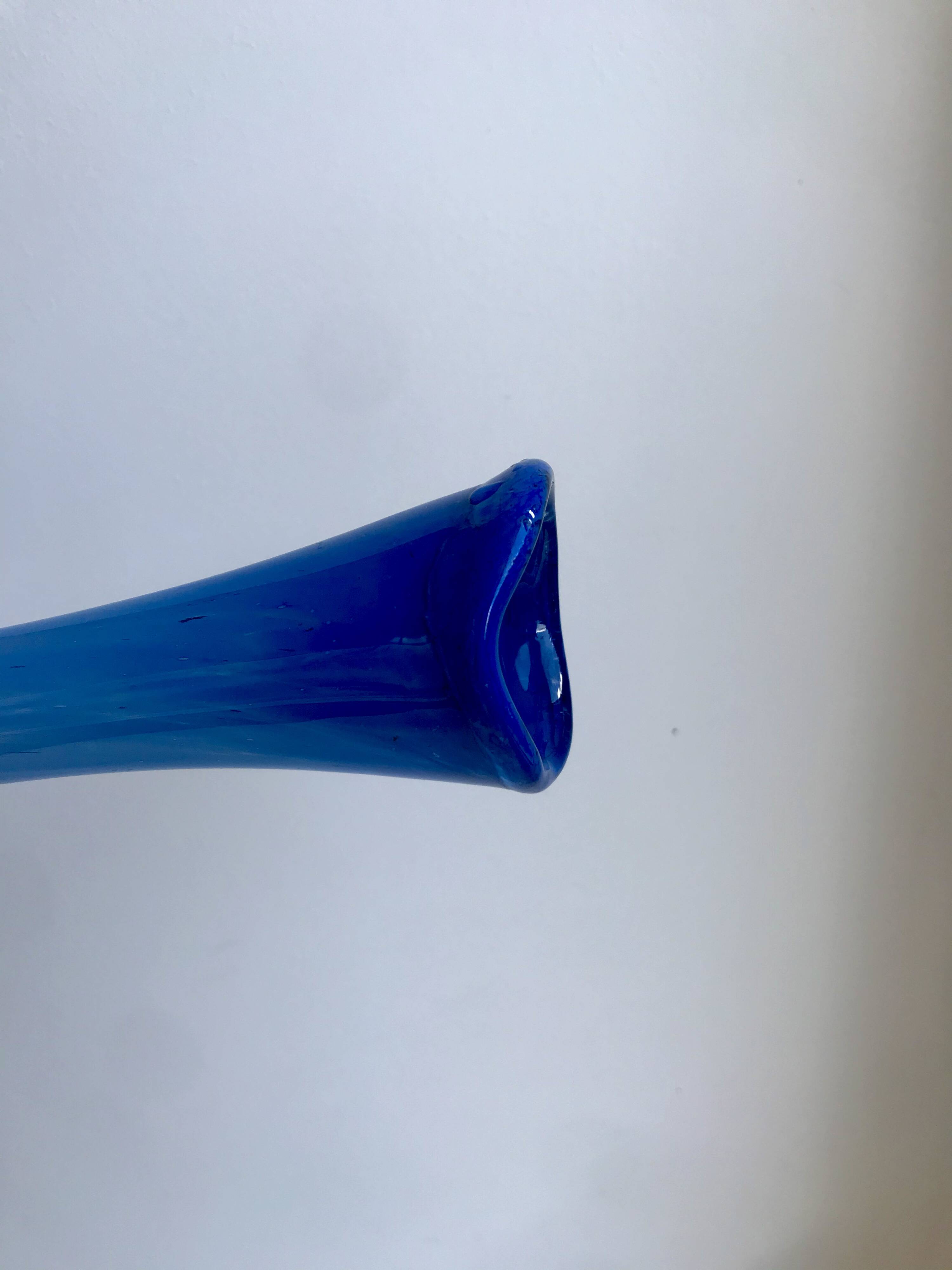 Colorful blue Murano blown glass vase 60s-70s