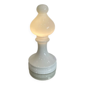 White opaline lamp in the shape of a chess pawn, vintage.