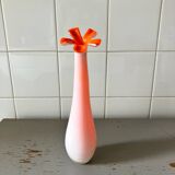 Long pink vase with petal collar