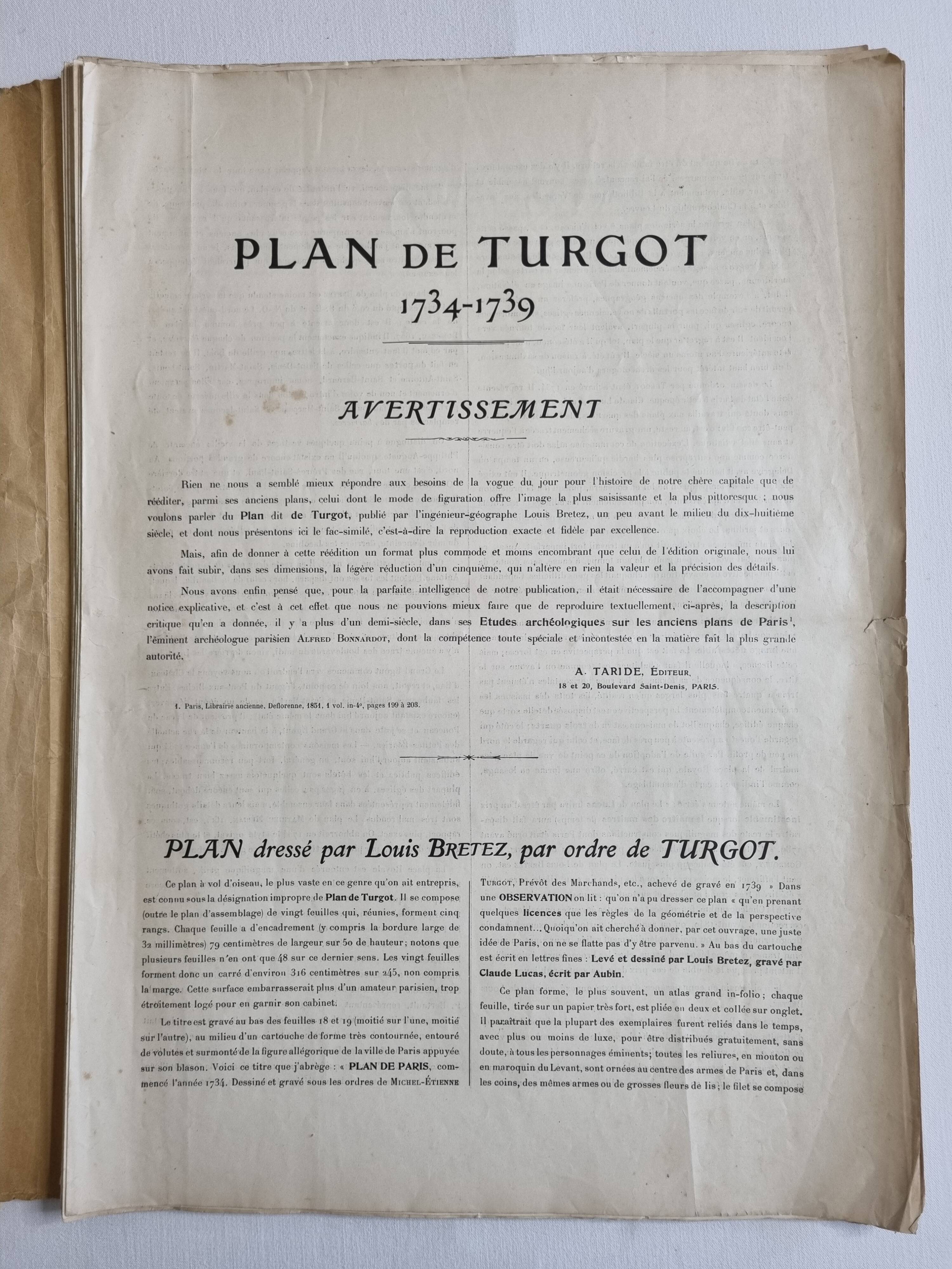 Plan of Paris in the eighteenth century in 20 plates after Turgot, 1900