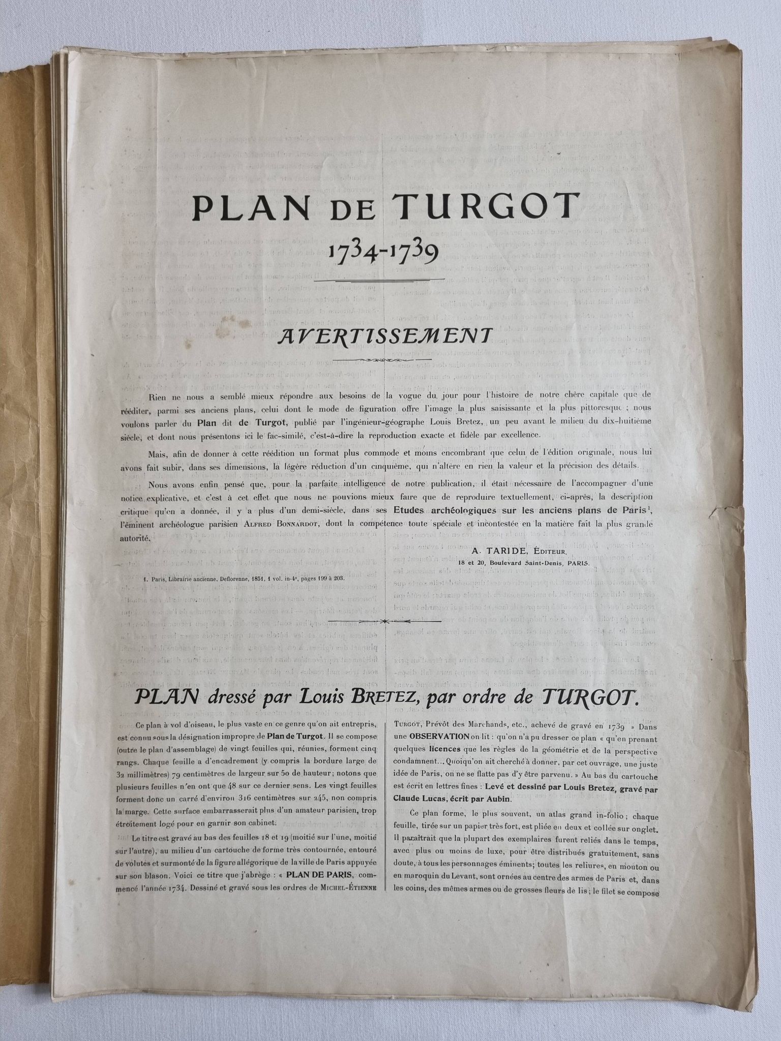 Plan of Paris in the eighteenth century in 20 plates after Turgot, 1900