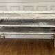 Old workbench, a piece of wooden and metal furniture.