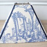 Square lampshade in blue toile de Jouy, Goddess Diana
