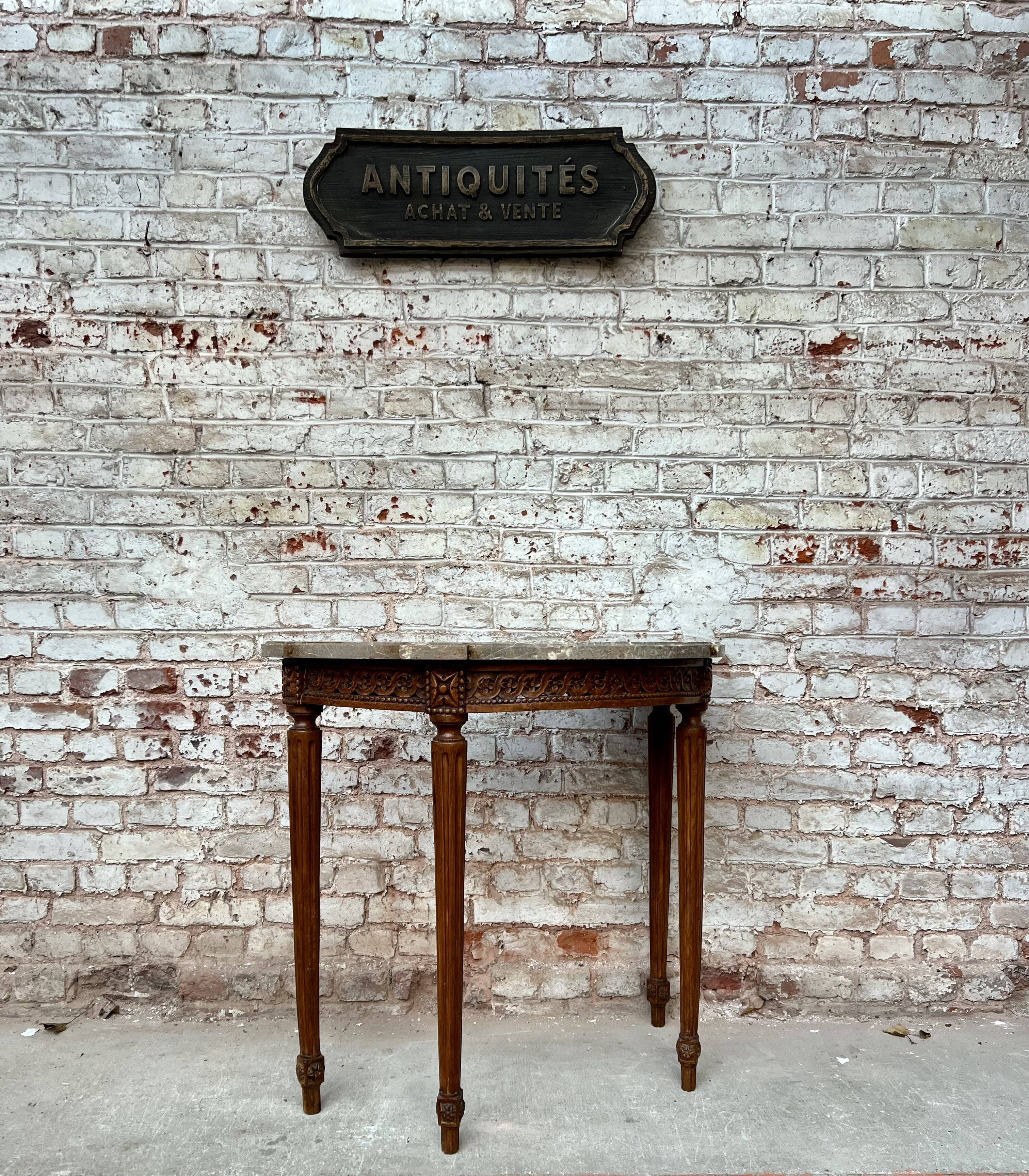 Console half moon natural wood period Louis XVI XVIII th century