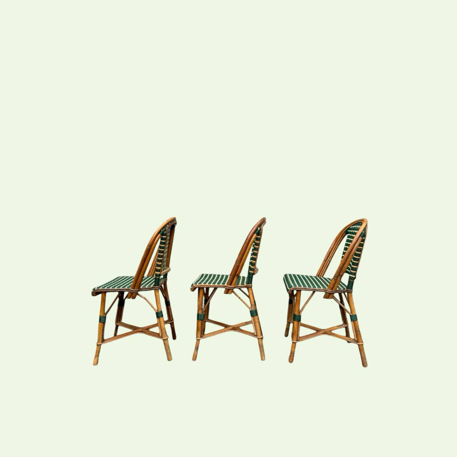 Set of 3 woven rattan bistro chairs Drucker SA