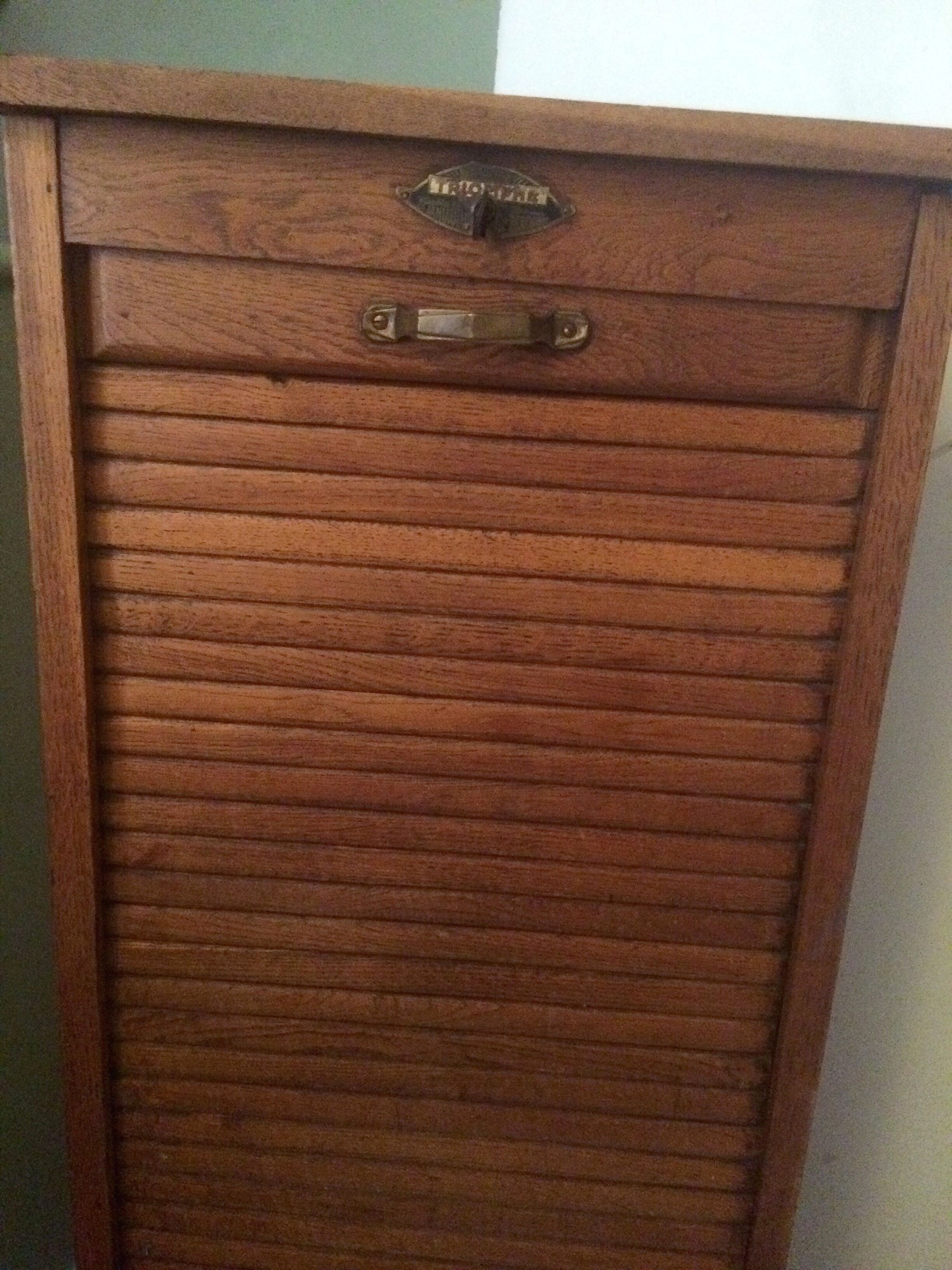 1900 oak notary curtain cabinet