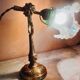 Refined 1930s-40s table lamp in brass and worked glass