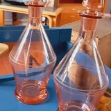 Pair of Art Deco carafes from the 40s in blown glass