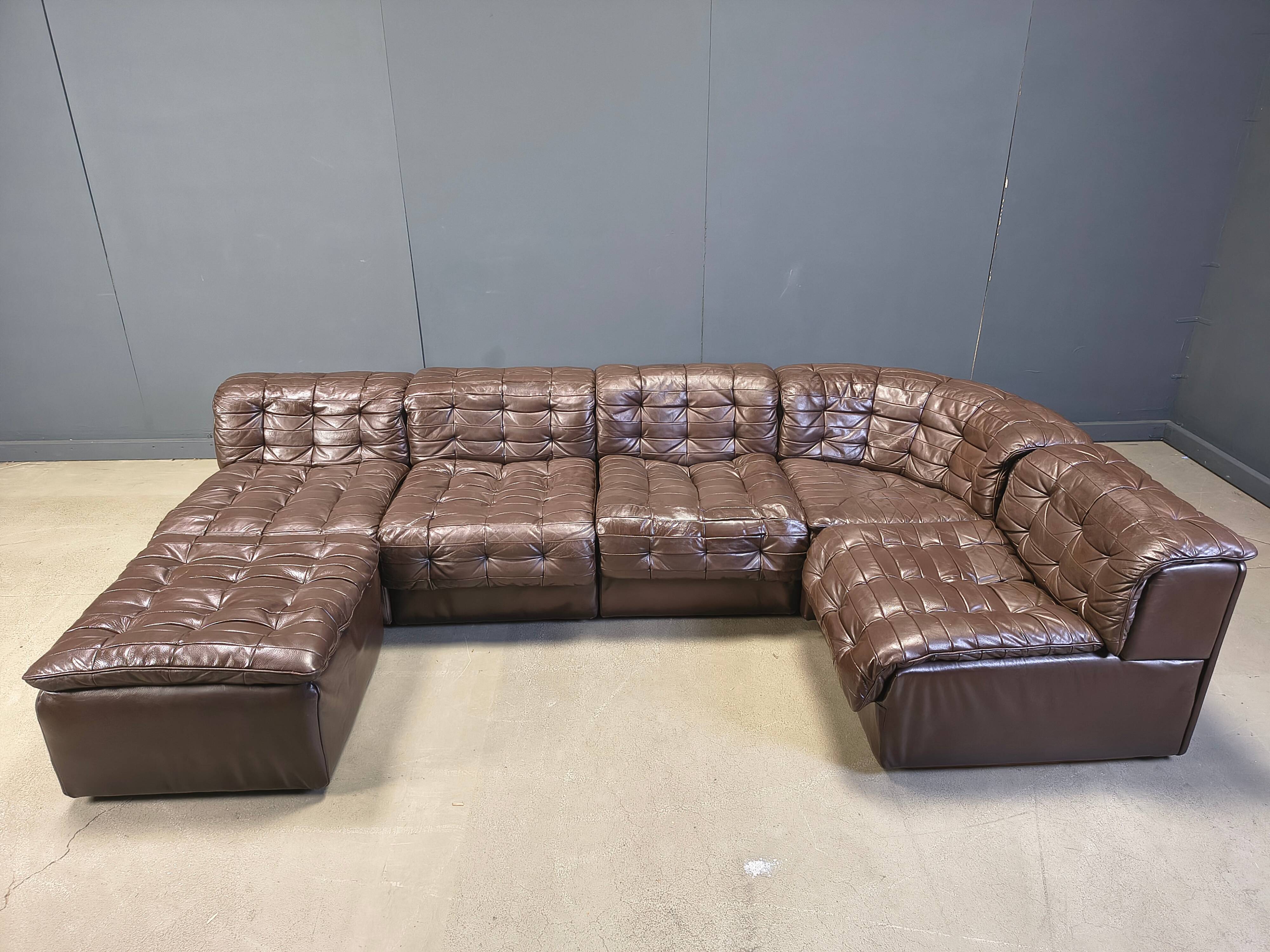Vintage modular patchwork leather sofa DS11 by Desede, 1960s