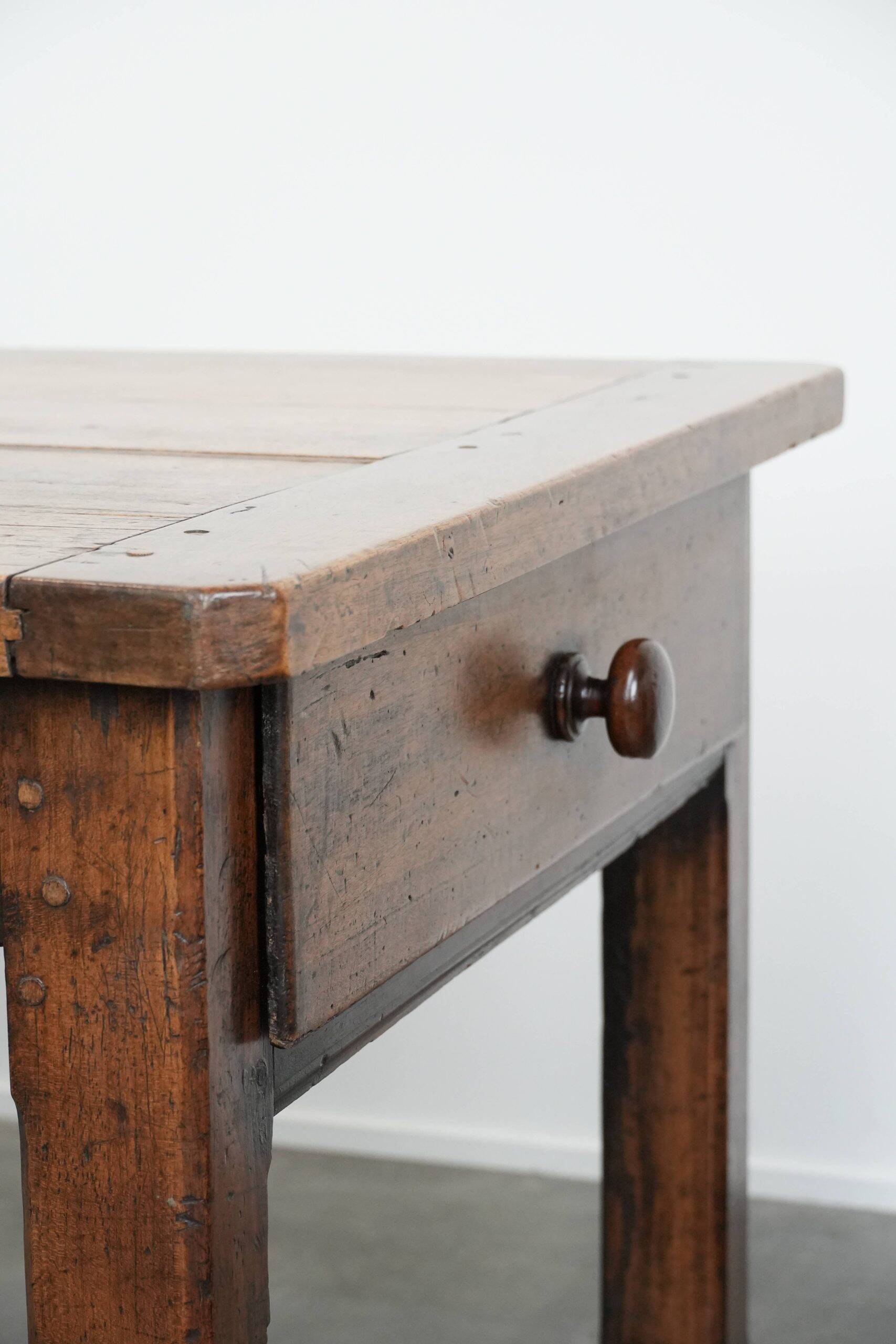 Robust French farmhouse antique dining table from the 18th century